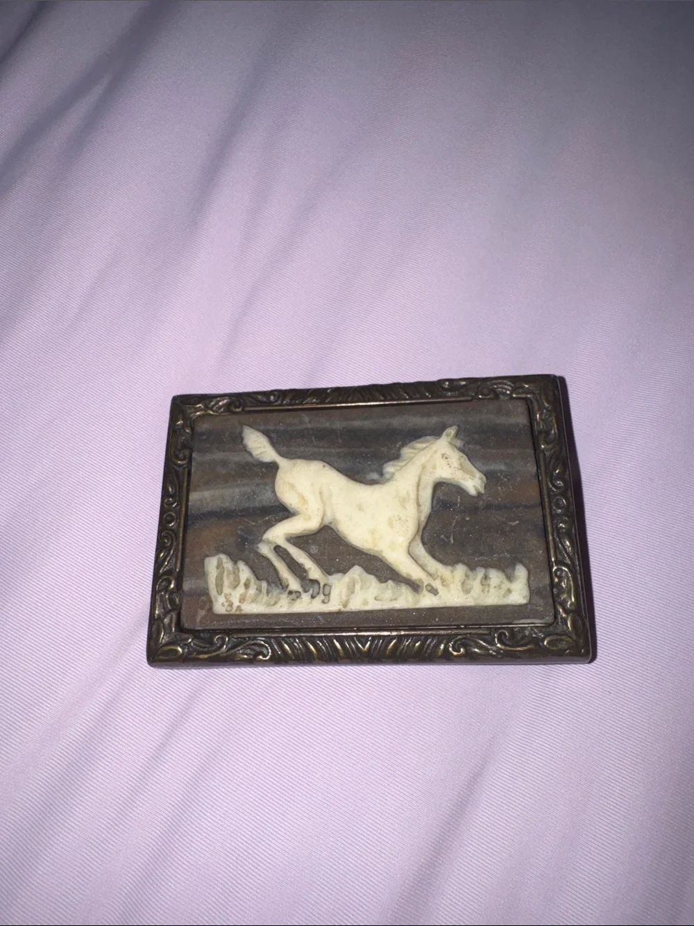 Vintage 1976 Incolay Studios Horse Belt Buckle Brass boho western